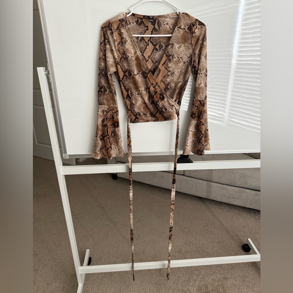 Snake Print Wrap Top